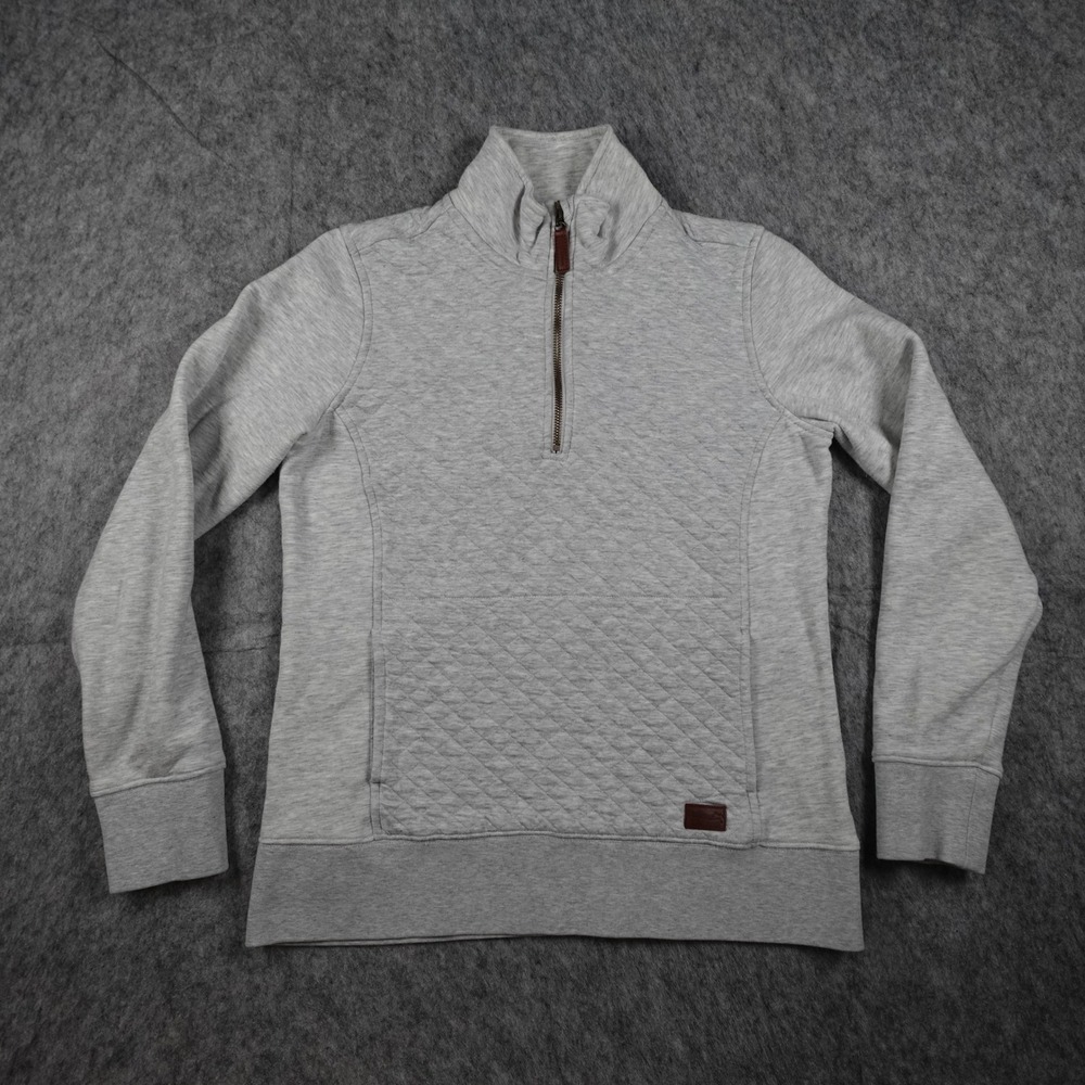 LL Bean Sweatshirt Womens Extra Small Gray Quilted 1/4 Zip‎ Pullover Sweater